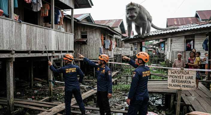 Mencekam! Teror Monyet Berukuran Besar di Tembilahan, 10 Warga Jadi Korban dalam 6 Hari